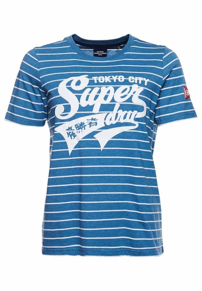 Superdry SCRIPT STYLE COLLEGE STRIPE - Print T-shirt - Pottery Blue Marl 4 Superdry SCRIPT STYLE COLLEGE STRIPE - Print T-shirt - Pottery Blue Marl - Image 4