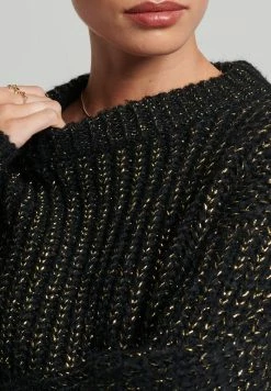 Superdry METALLIC MOCK NECK - Jumper - Black Gold Twist -Superdry Shop f4ac2ce1be4c4e028a19d27a10f0a07e