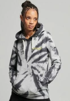 Superdry WOODLAND GRAPHIC - Hoodie - Glacier Grey Marl Tie Dye