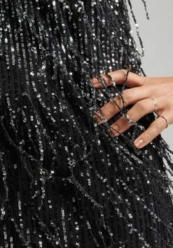 Superdry FRINGED SEQUIN - Cocktail Dress / Party Dress - Silver Black Fringe -Superdry Shop f606d1f5ece04a639c181125eb5a579e