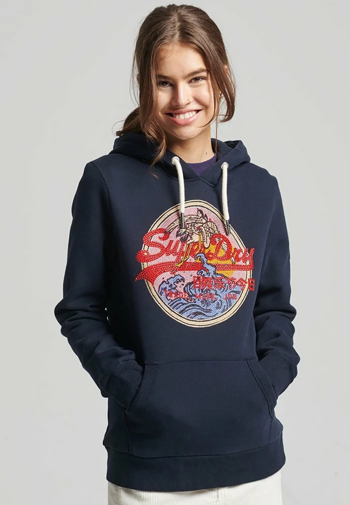 Superdry VINTAGE NARRATIVE - Hoodie - Eclipse Navy 1 Superdry VINTAGE NARRATIVE - Hoodie - Eclipse Navy