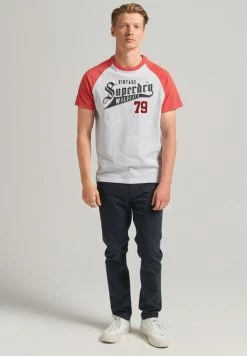Superdry SCRIPTED COLLEGE - Print T-shirt - Flake Marl Rosso Marl