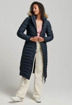 Superdry LONGLINE PUFFER - Winter Coat - Eclipse Navy