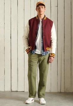 Superdry COLLEGE VARSITY - Bomber Jacket - Rich Deep Burgundy