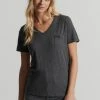 Superdry STUDIOS POCKET V-NECK - Basic T-shirt - Dark Grey