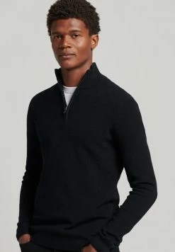Superdry HALF ZIP - Jumper - Nightwatch Black
