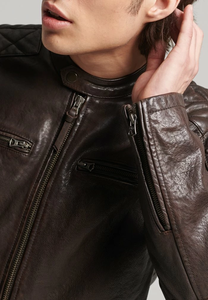 Superdry Leather Jacket - Chocolate 5 Superdry Leather Jacket - Chocolate - Image 5
