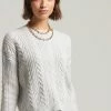 Superdry DROPPED SHOULDER CABLE CREW NECK - Jumper - Light Dove Grey