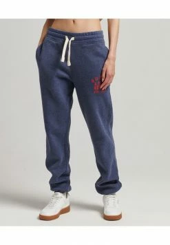 Superdry VINTAGE COLLEGIATE - Tracksuit Bottoms - Rich Navy Marl