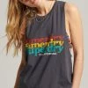 Superdry VINTAGE CALI STRIPE - Top - Charcoal