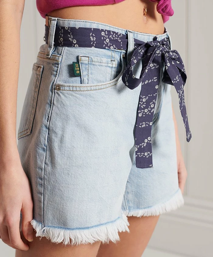 Superdry VINTAGE MID RISE SLIM - Denim Shorts - Light Wash Vintage 1 Superdry VINTAGE MID RISE SLIM - Denim Shorts - Light Wash Vintage