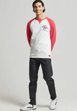 Superdry VINTAGE SURF RANCHERO - Long Sleeved Top - Soda Pop Red Off White