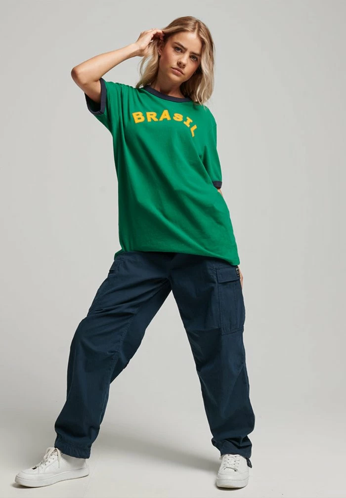 Superdry RINGSPUN FOOTBALL BRAZIL - Print T-shirt - Bowling Green 1 Superdry RINGSPUN FOOTBALL BRAZIL - Print T-shirt - Bowling Green