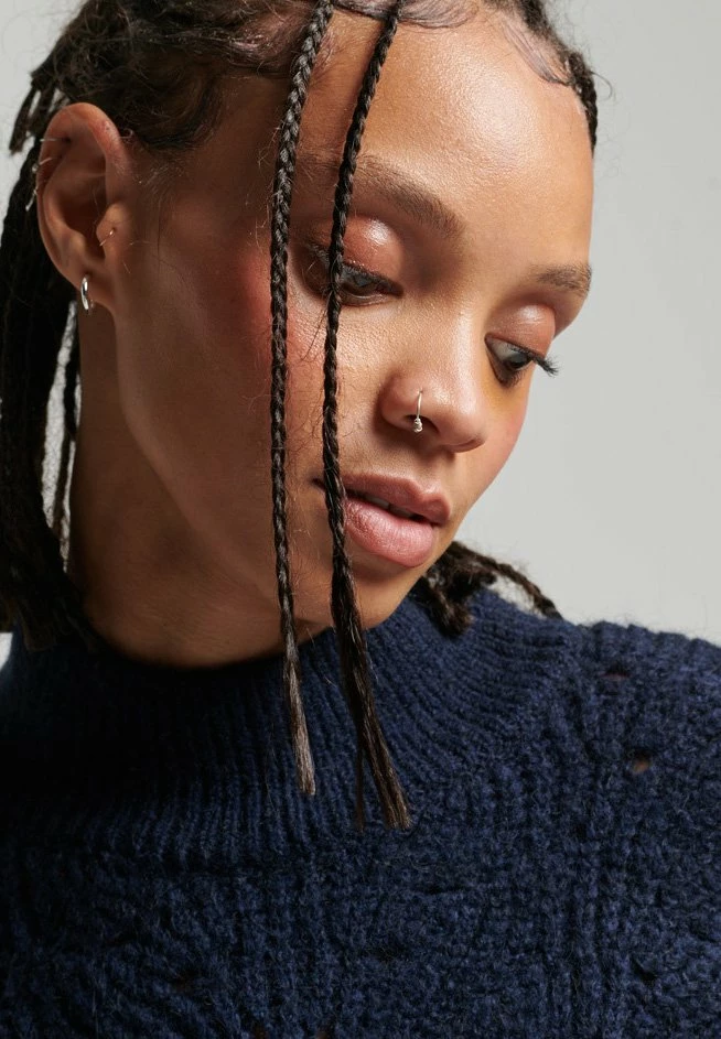 Superdry POINTELLE - Jumper - Deep Navy Marl 3 Superdry POINTELLE - Jumper - Deep Navy Marl - Image 3