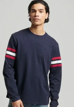 Superdry VINTAGE QUARTERBACK - Long Sleeved Top - Rich Navy