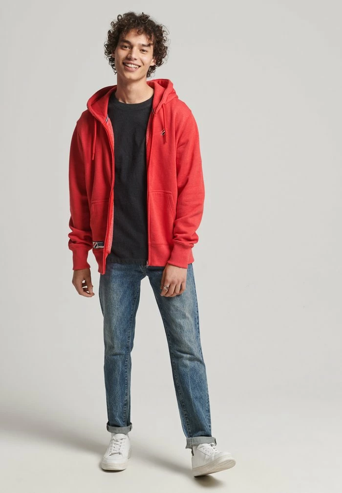 Superdry Zip-up Sweatshirt - Risk Red Marl 2 Superdry Zip-up Sweatshirt - Risk Red Marl - Image 2