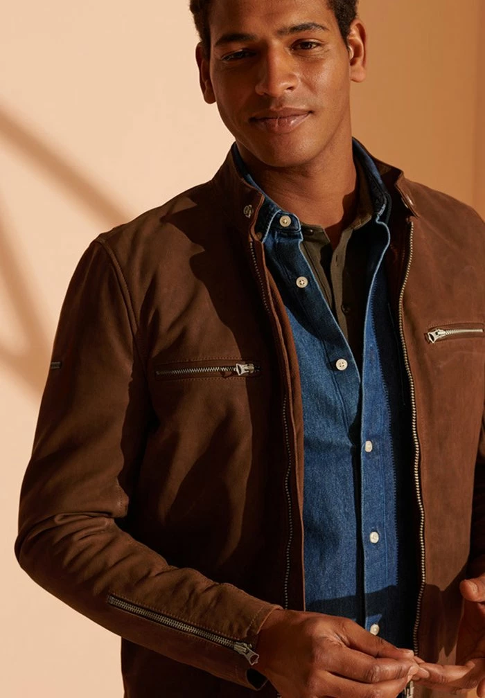 Superdry RACER - Leather Jacket - Tobacco 2 Superdry RACER - Leather Jacket - Tobacco - Image 2