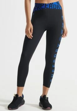 Superdry Leggings - Trousers - Black Mazarine Blue