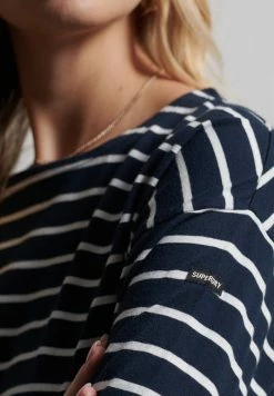 Superdry HEAVYWEIGHT - Long Sleeved Top - Navy Cream Stripe -Superdry Shop fe9c0627ff5c45c8b31beb5122ed92f2