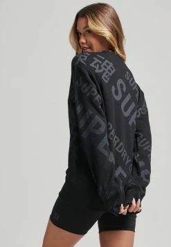 Superdry UNISEX CORE LOGO ALL OVER PRINT CREW - Sweatshirt - Black -Superdry Shop feaac726eeee4457a4fcb18e481833f8
