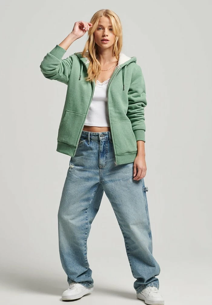 Superdry ESSENTIAL BORG - Zip-up Sweatshirt - Winter Mint Marl 2 Superdry ESSENTIAL BORG - Zip-up Sweatshirt - Winter Mint Marl - Image 2