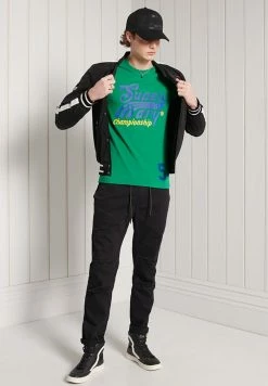 Superdry COLLEGIATE GRAPHIC STANDARD WEIGHT - Print T-shirt - Drop Kick Green