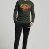 Superdry VINTAGE LOGO NARRATIVE - Long Sleeved Top - Surplus Goods Olive